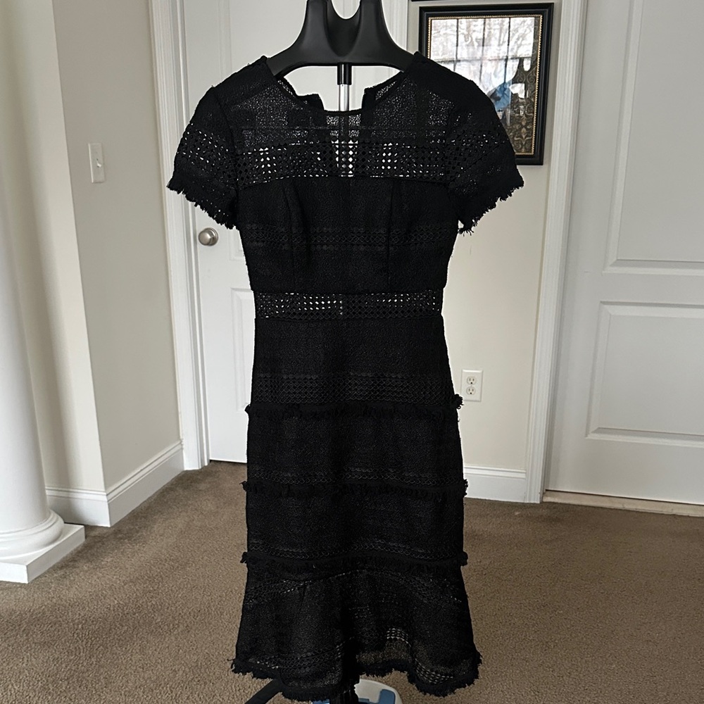 Chic Black Crochet Midi Dress